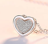 Two Hearts with Zircon Pendant Silver Necklace for Women